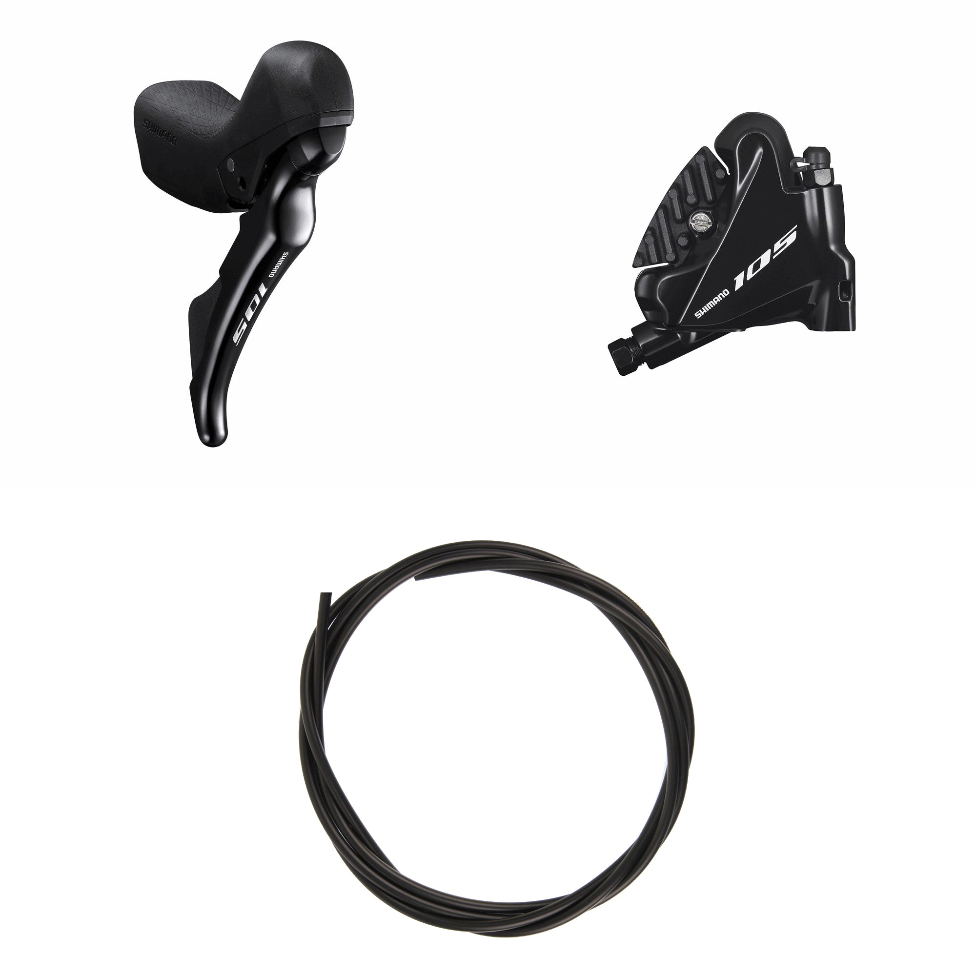 Kit Freno Disco Hidráulico Shimano 105 BR-R7020/ST-R7070 Trasero/Derecho Resina Aletas Sin Adaptador Latiguillo 1700mm Negro #2