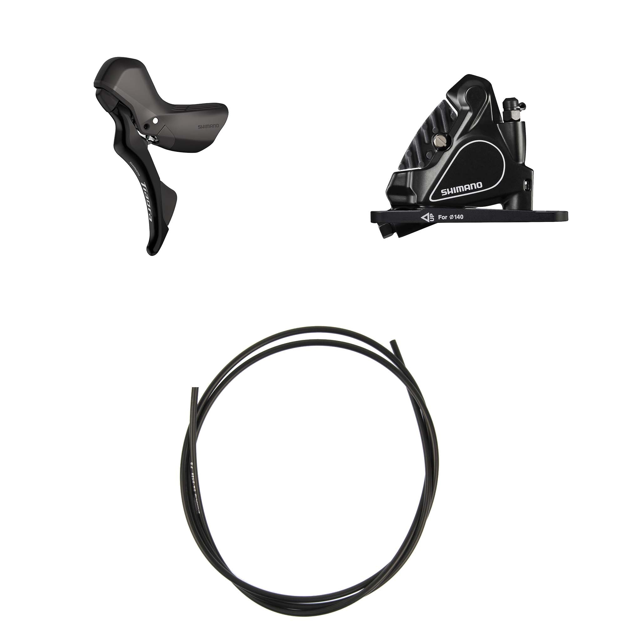 Kit Freno Disco Hidráulico Shimano Tiagra BR-RS405/ST-R4020 Delantero/Izquierdo Resina Aletas Adaptador 160mm Latiguillo 1000mm Negro