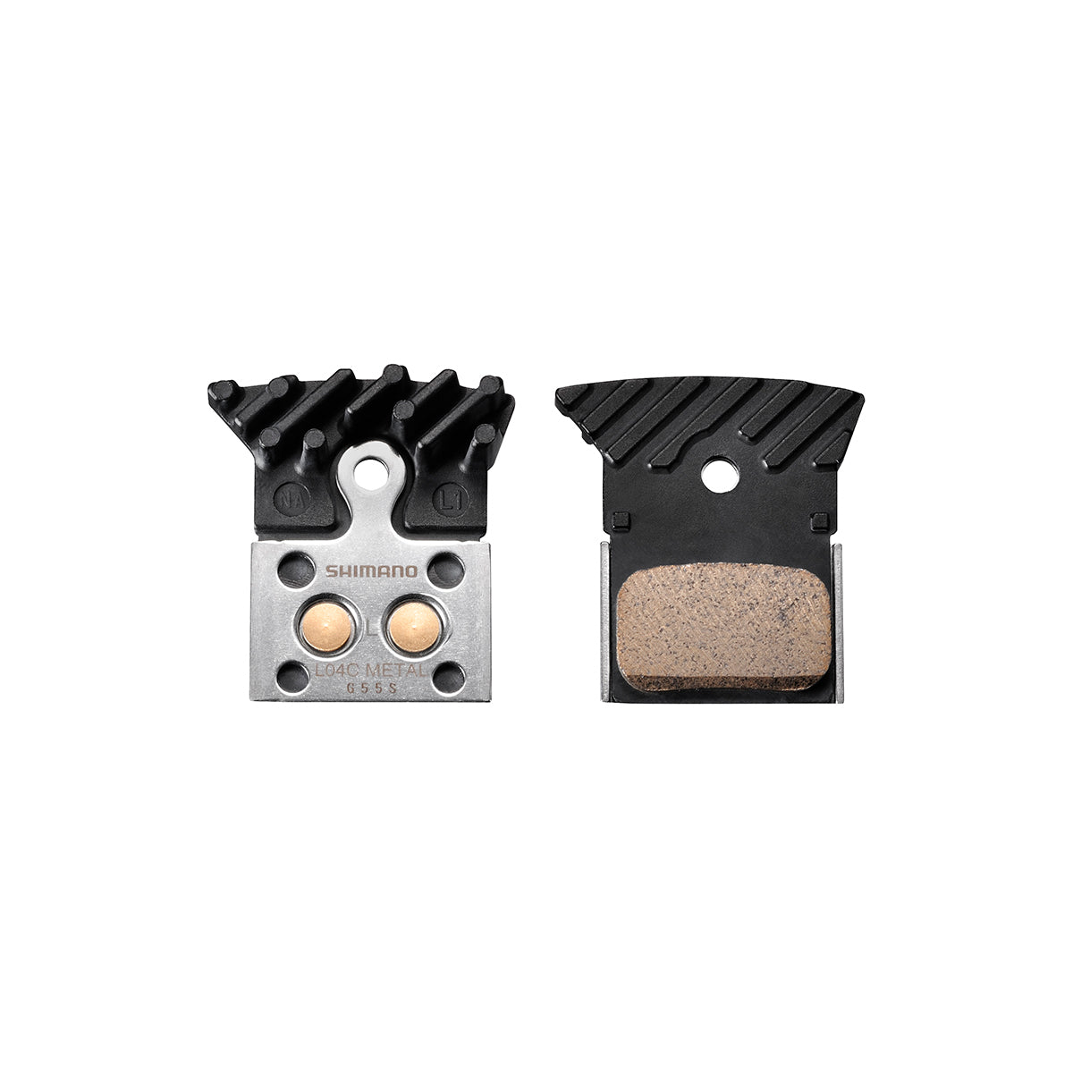 Pastillas Freno Disco Shimano BP-L04C-MF Metal Aletas 1 Par Negro