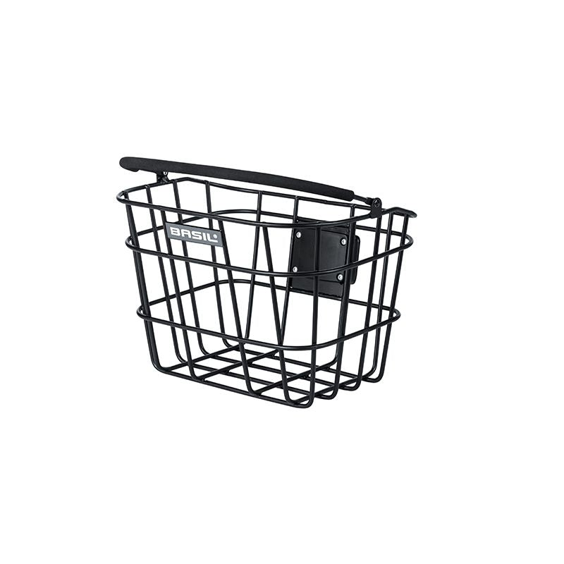 Cesta Delantera Asa Basil Bremen Placa Adaptadora BS/KF Aluminio Negro