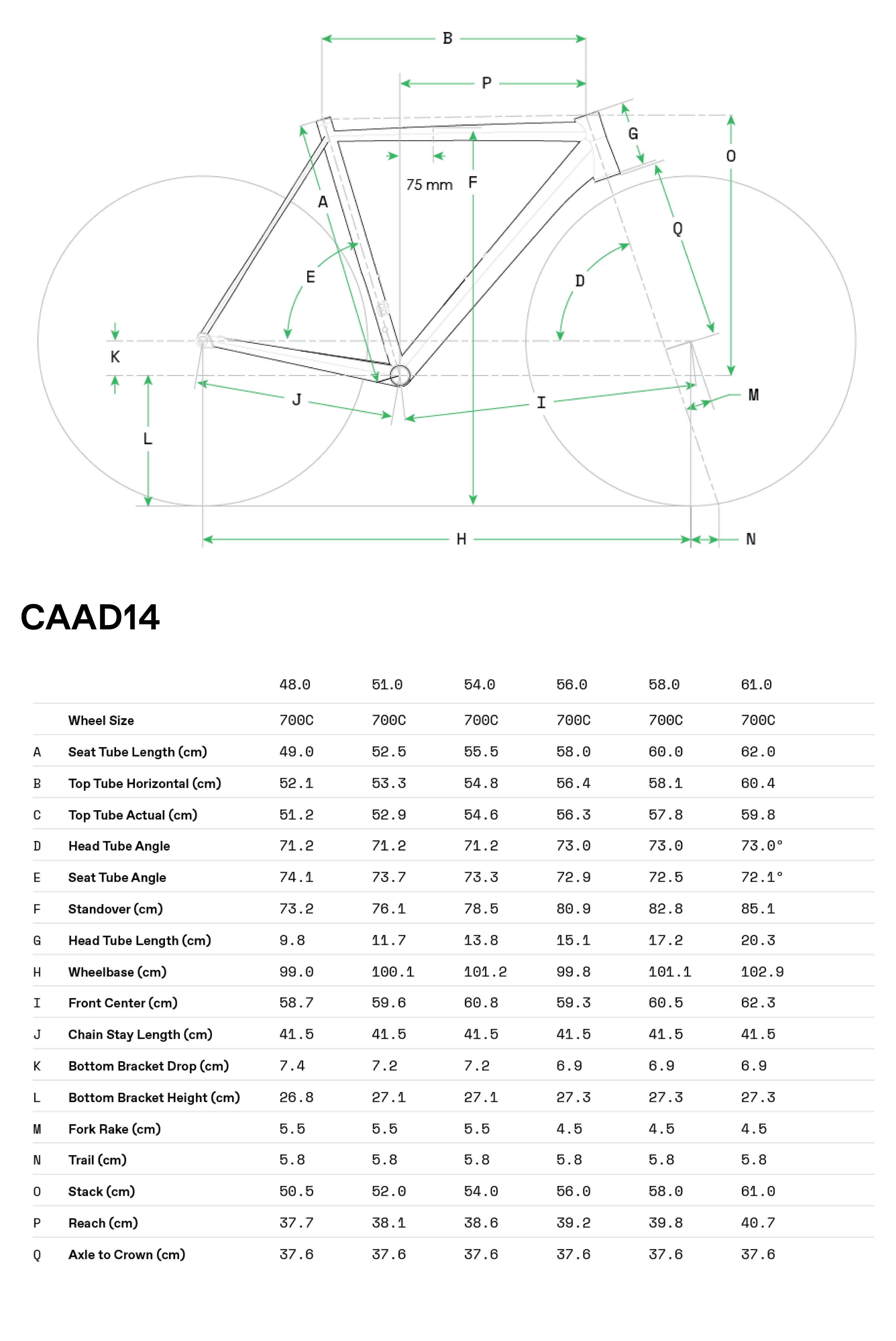 Cannondale CAAD14 3 SMU 2026 Gris - Geometría