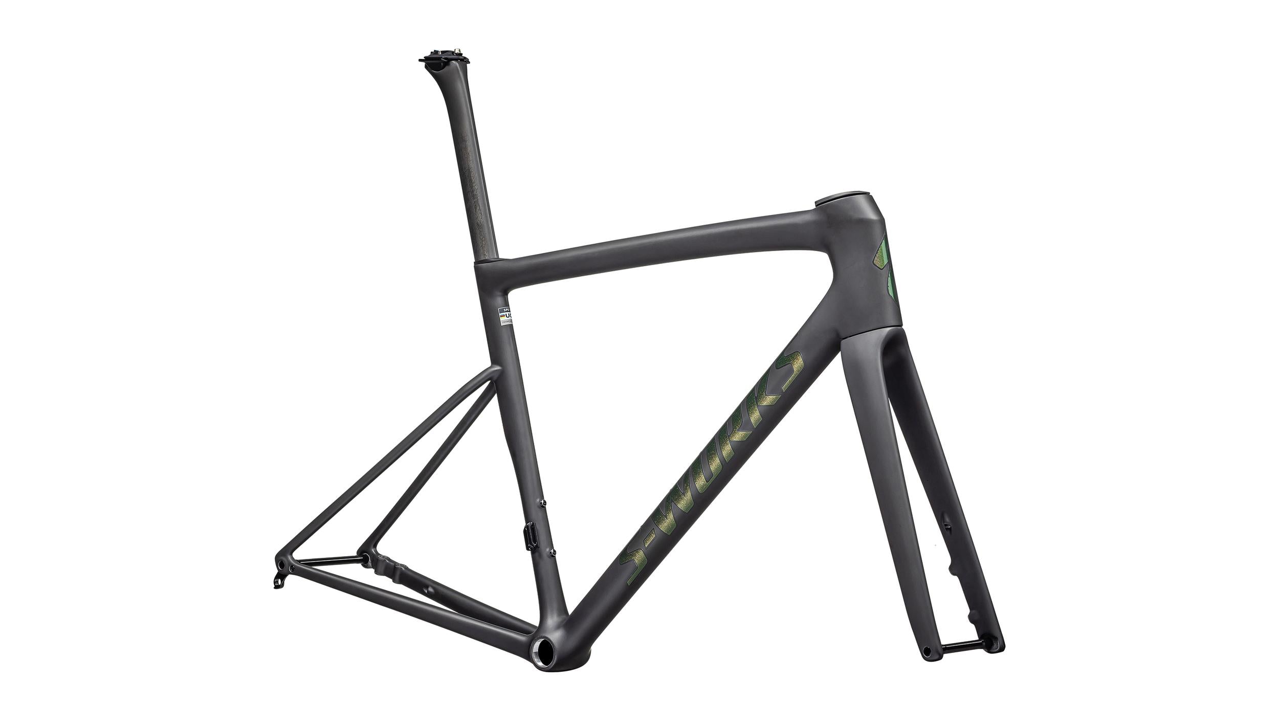 Cuadros Bicicleta Carretera S-Works Tarmac SL8 RTP Cuadro Carretera Specialized 2025 Satin Carbon Rtp/Silver To Green Pearl
