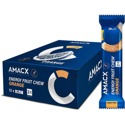 Gominolas Energéticas Amacx Energy Fruit Chew Naranja Caja 12uds Azul