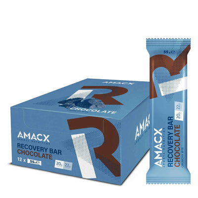 Barritas Recuperación Amacx Recovery Bar Chocolate Caja 12uds Azul