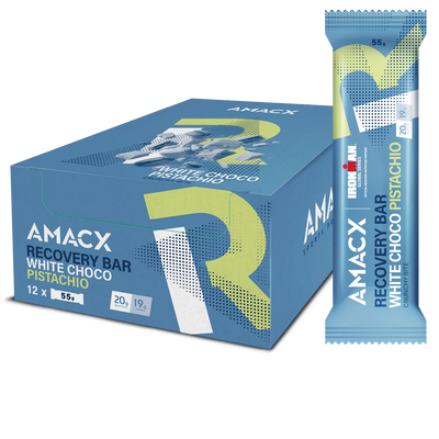 Barritas Recuperación Amacx Recovery Bar Chocolate Blanco Pistacho Caja 12uds Azul #2