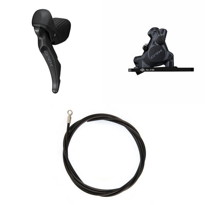 Kit Freno Disco Hidráulico Shimano GRX BR-RX410/ST-RX610 Delantero/Izquierdo Resina Aletas Adaptador 160mm Latiguillo 1000mm Negro