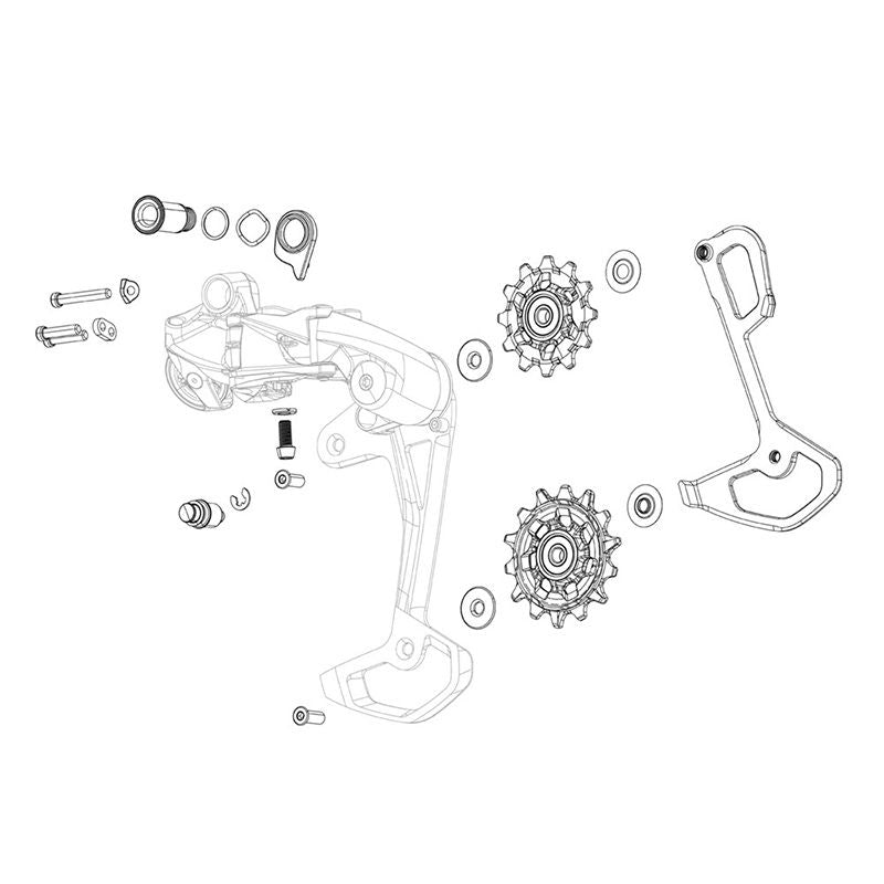 Jaula Interior Cambio Sram Red XPLR AXS E1 Carbono Tornillos Aluminio Negro