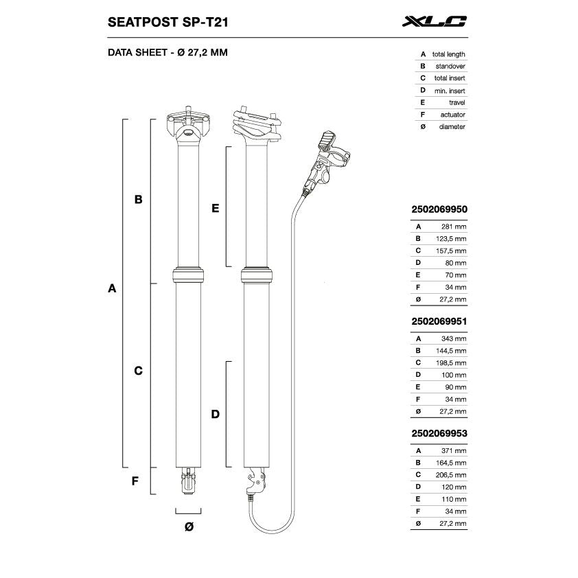 Tija Telescopica Xlc SP-T21 Longitud 377mm Recorrido 90mm ICR Negro #2