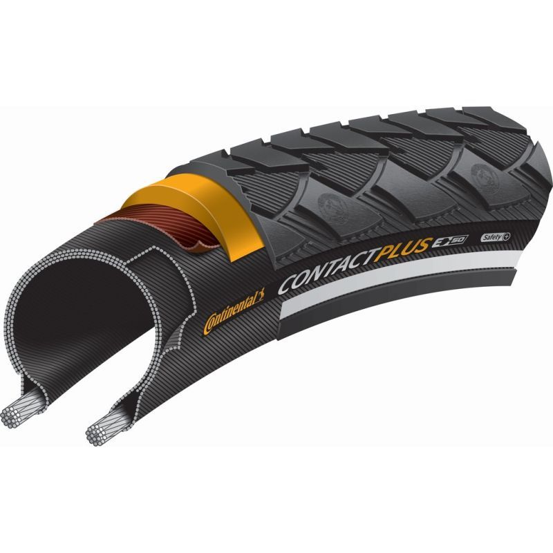 Cubierta Continental Contact Plus 26x1.75 Reflectante Negro