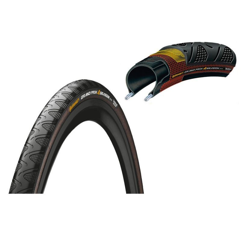 Cubierta Continental Grand Prix 4 Season 700x25C Plegable Negro