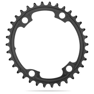 Plato Absolute Black Ovalado 110 Bcd 4 Brazos Asimétrico Shimano 9100/8000 Aluminio Negro