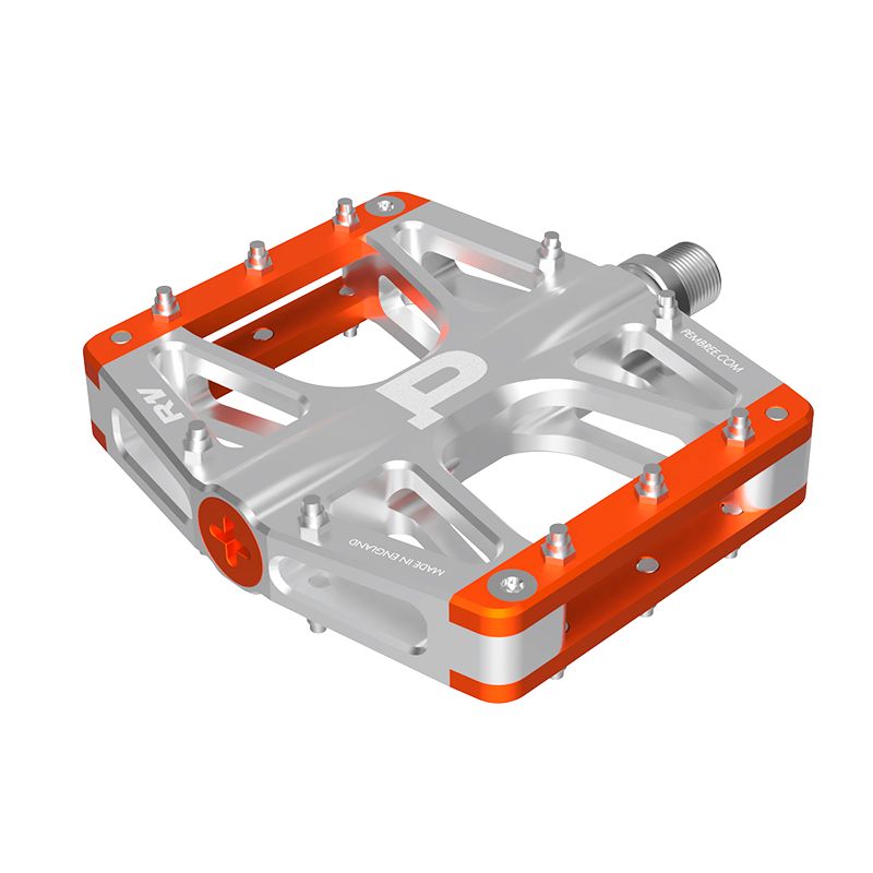 Pedales Plataforma Pembree R1V 100x110x20mm Aluminio Plata/Naranja