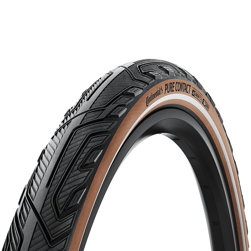 Cubierta Continental Pure Contact 28X1.75 Vectran/Polyx Breaker Plegable Negro/Marron Reflectante
