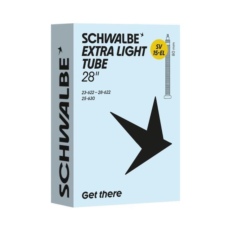 Camara Schwalbe SV15-EL Extra Light 700X23/28 Valvula Presta 80mm 23/28-622/630 Negro